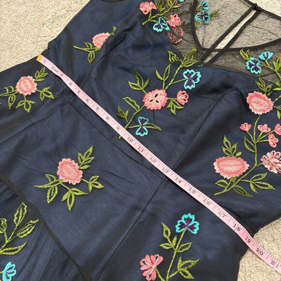 eShakti Floral Embroidery Illusion Tulle and Dupioni Dress Size XL estimated - Picture 8 of 12